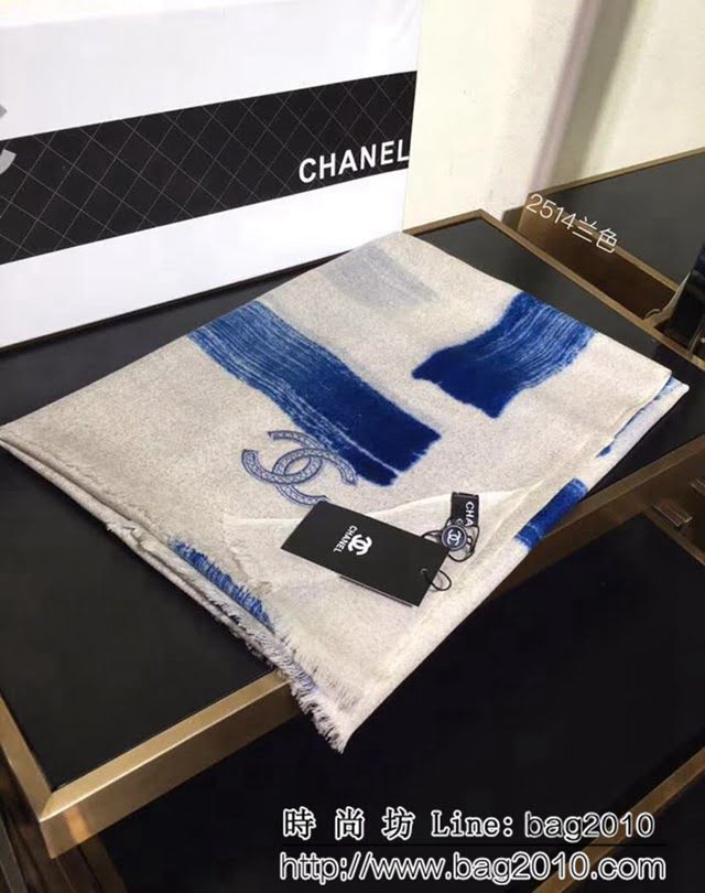 CHANEL香奈兒爆款 blingbling香家名媛風格雙C刺繡圍巾 2514 LLWJ6398